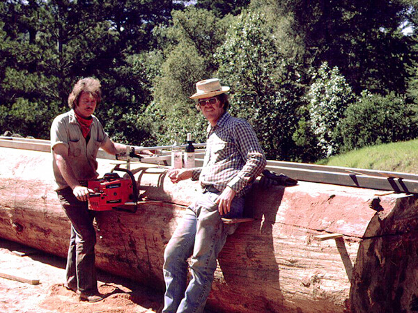 Milling trees to build the Mill Creek Tasting Room.